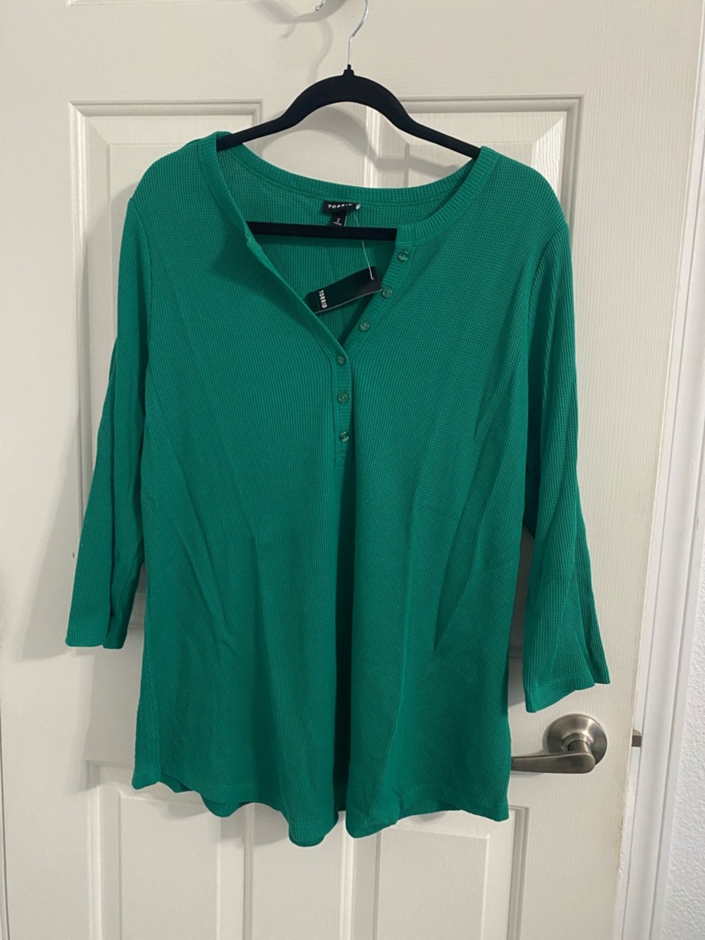 torrid Emerald Green Waffle Henley Long Sleeve Top
